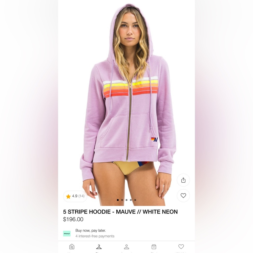 Aviator Nation Lavender Hoodie with Rainbow Stripes